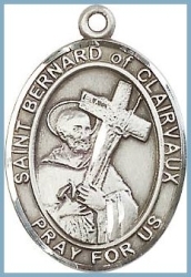 St Bernard of Clairvaux Medal - Sterling Silver - Medium