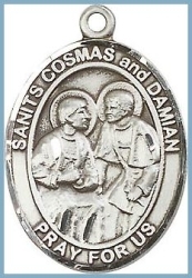 St Cosmas and Damian Medal - Sterling Silver - Medium