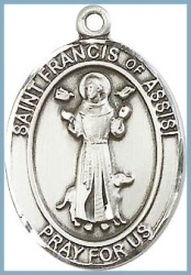St Francis of Assisi Medal - Sterling Silver - Medium