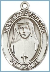 St Maria Faustina Medal - Sterling Silver - Medium