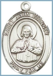 St John Vianney Medal - Sterling Silver - Medium