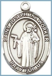 St Joseph the Worker Medal - Sterling Silver - Medium