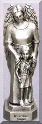 Guardian Angel with Girl Figurine - Pewter