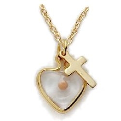 Mustard Seed Heart Pendant with Gold Cross