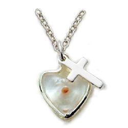 Mustard Seed Heart Pendant with Silver Cross