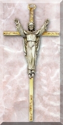 Risen Christ Wall Cross - Gold Plated - 8 inches
