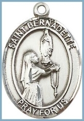St Bernadette Medal - Sterling Silver - Medium