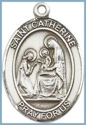 St Catherine of Siena Medal - Sterling Silver - Medium
