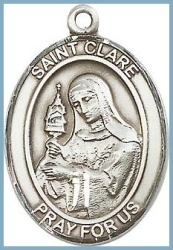 St Clare Medal - Sterling Silver - Medium