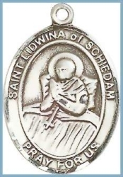 St Lidwina Medal - Sterling Silver - Medium