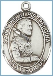 St Pio of Pietrelcina Medal - Sterling Silver - Medium