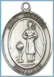 St Genesius Medal - Sterling Silver - Medium