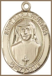 St Maria Faustina Medal - 14K Gold Filled - Medium