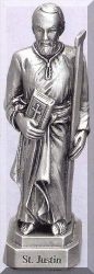 St Justin Pewter Statue