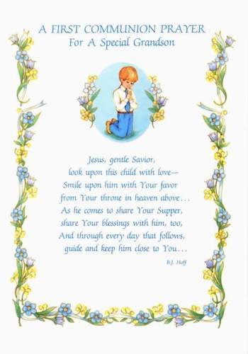 PERSONALISED Grandsons First Holy Communion Card celebration for your grandson little boy or child Special religious occasion A handmade card for him on his 1st communion at the catholic church